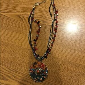 Chico's Colorful Beaded Pendant Necklace